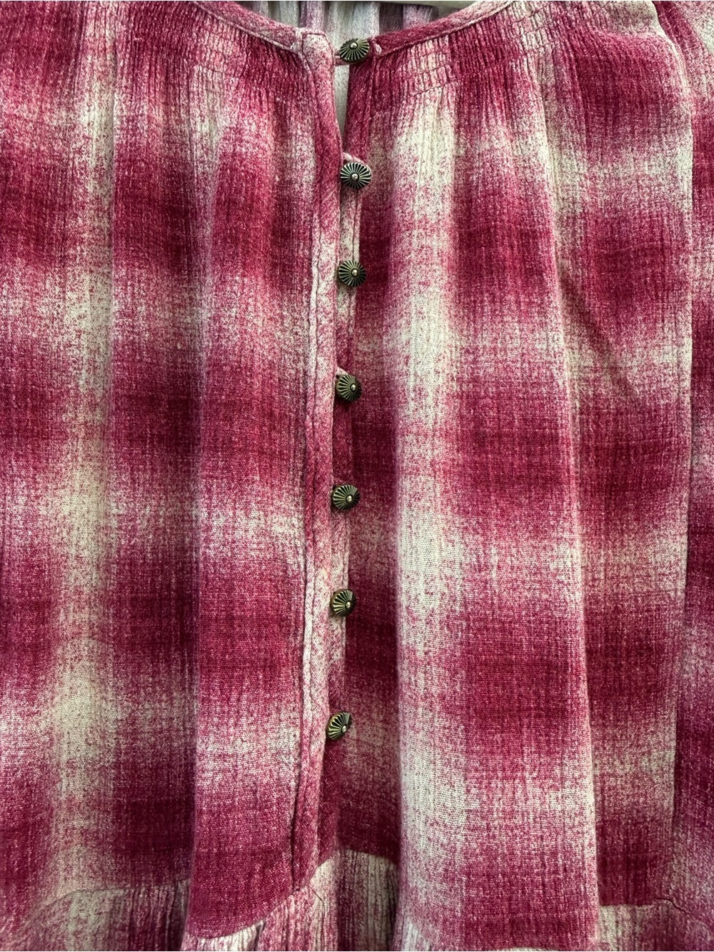 Anthropologie Maeve Burgundy Plaid Button Front Tunic Top Medium - Picture 3 of 8